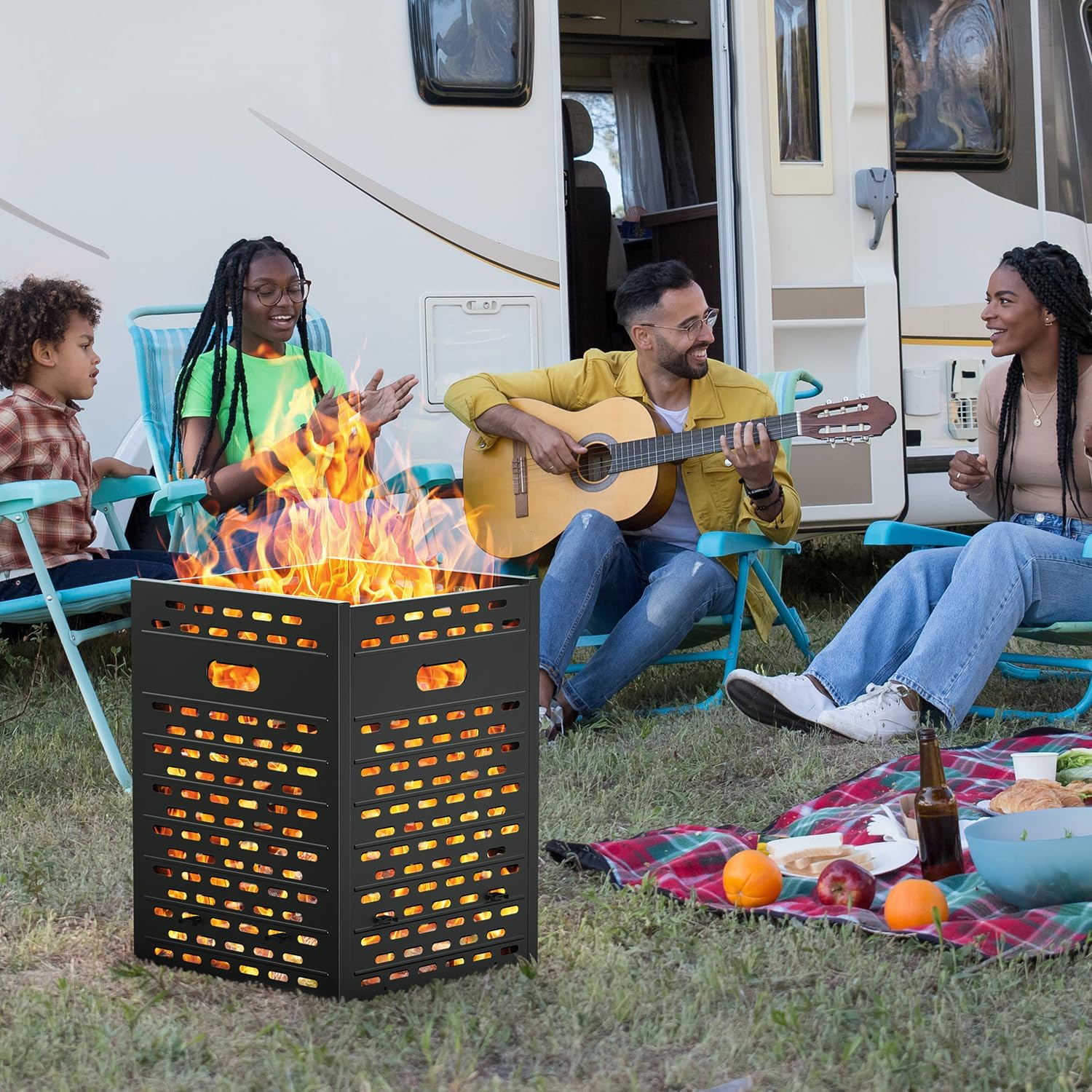 Fire Pit Burn Barrel 30 Inch 63 Gallon Ultra Thick Burn Drum for Yard Waste Incinerator Barrel Burn Cage for Outside Paper Leaf Trash Wood Backyard Bonfire