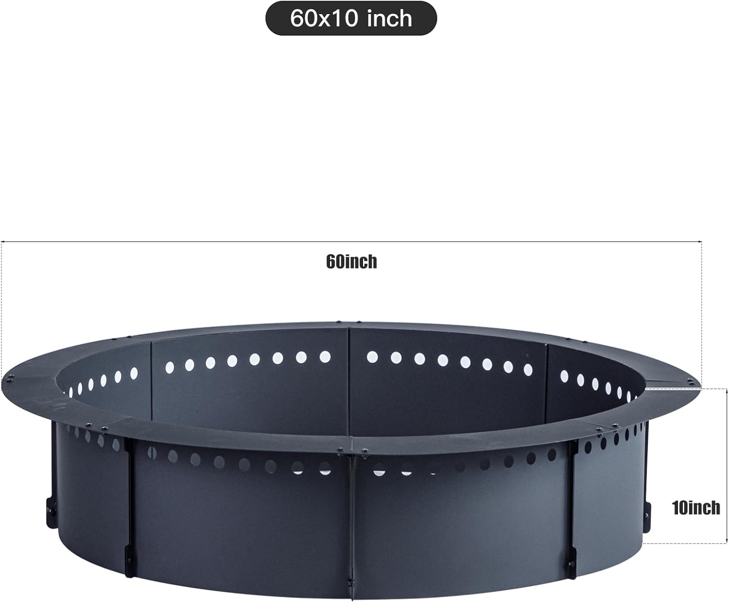 60 inch Outdoor Fire Pit Liner, Round Heavy Duty Fire Pits, Rim Insert Firepit for Outside, DIY Campfire Fireplace