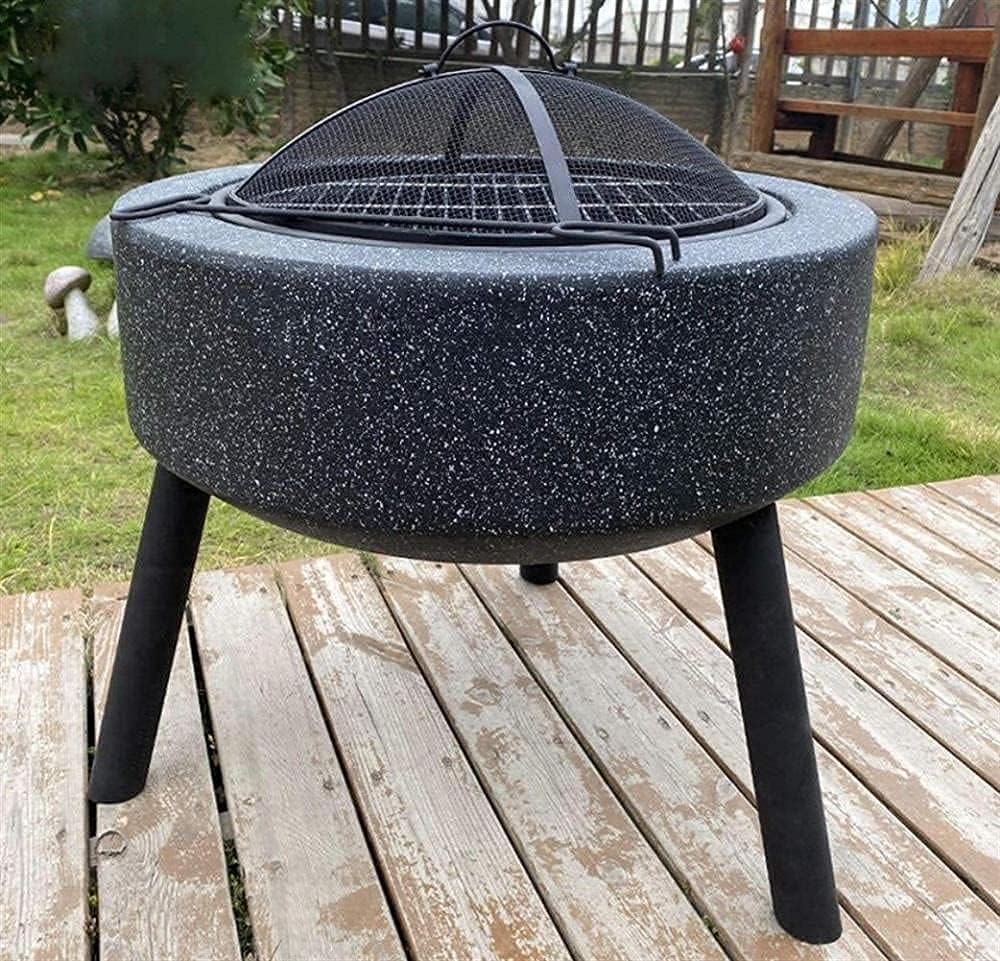 Large Retro Fire Pit Gray Cast Iron Brazier Heater Multifunctional Camping Bowl BBQ for Backyard,Camping,Picnic,Bonfire,Garden