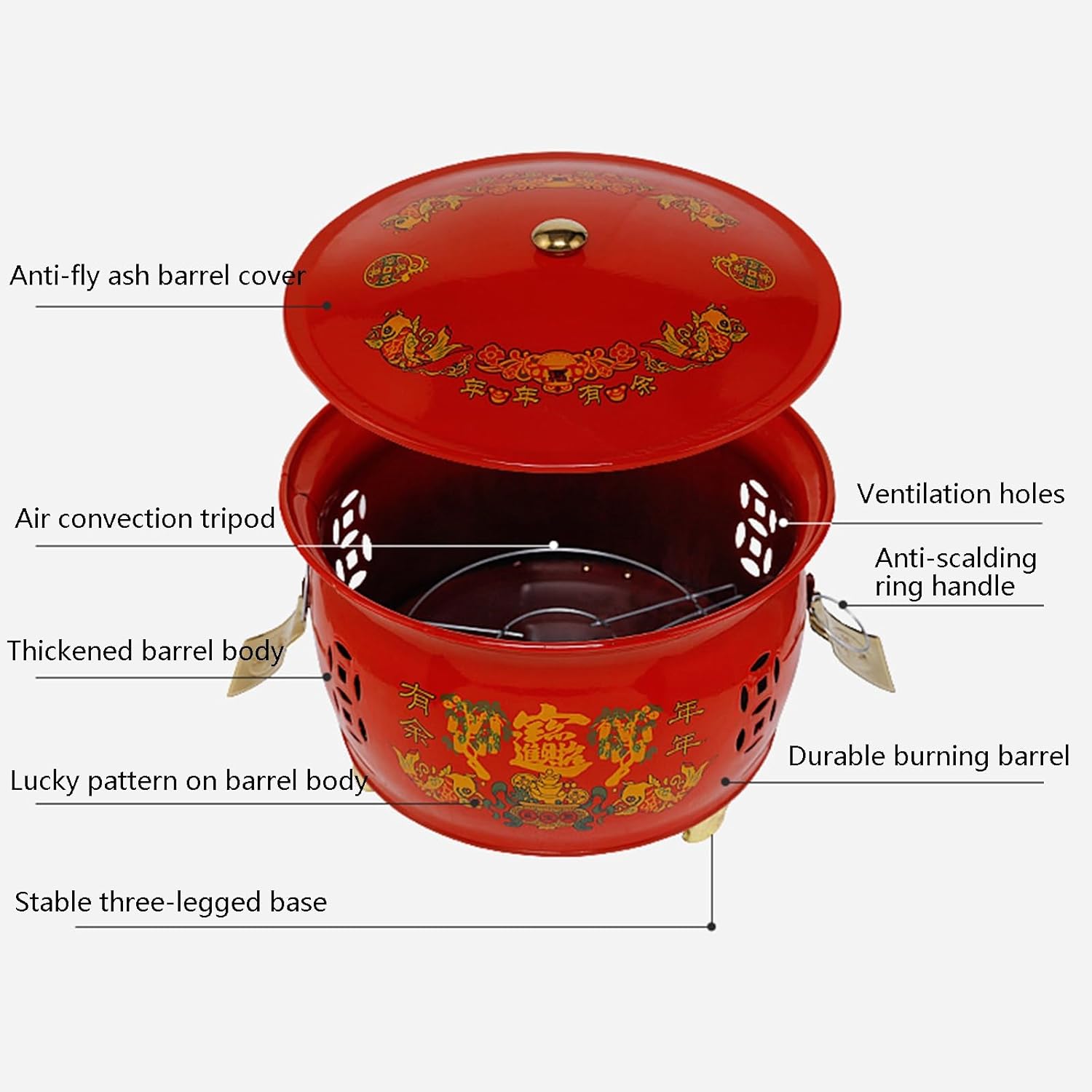 Stainless Steel Incinerator Cage with Lid,Paper burning barrel With anti-scalding handle，Burn Barrel, Outdoor Fire Pits,burn barrel trash，portable incinerators，Stainless Steel Burn Barrel，outdoor, par