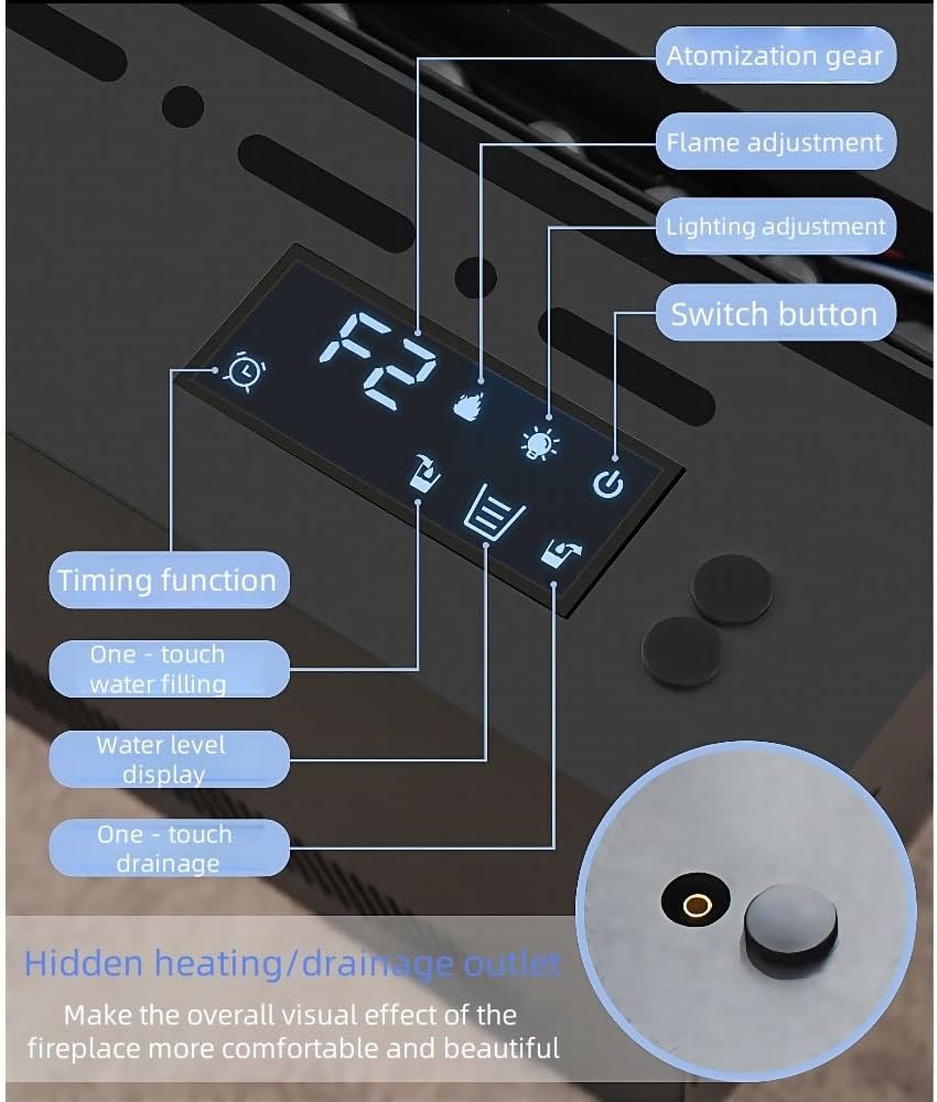 Smart Electric Fireplace, Modern Built - in Electric Fireplace, 3D Holographic Fireplace, Recessed Humidifier for Living Room Office TV Stand Units(47.2'')