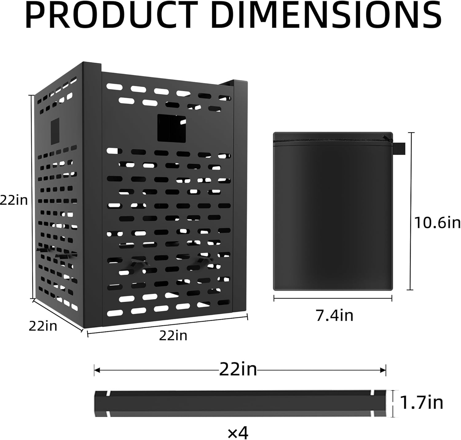 Burn Barrel for Outdoor Trash Burning – 30 Inch 63 Gallon Heavy Duty Fire Pit Cage with Ventilation, Waterproof Cover, High Temp Coated Steel Burn Bin for Backyard, Farm, Camping