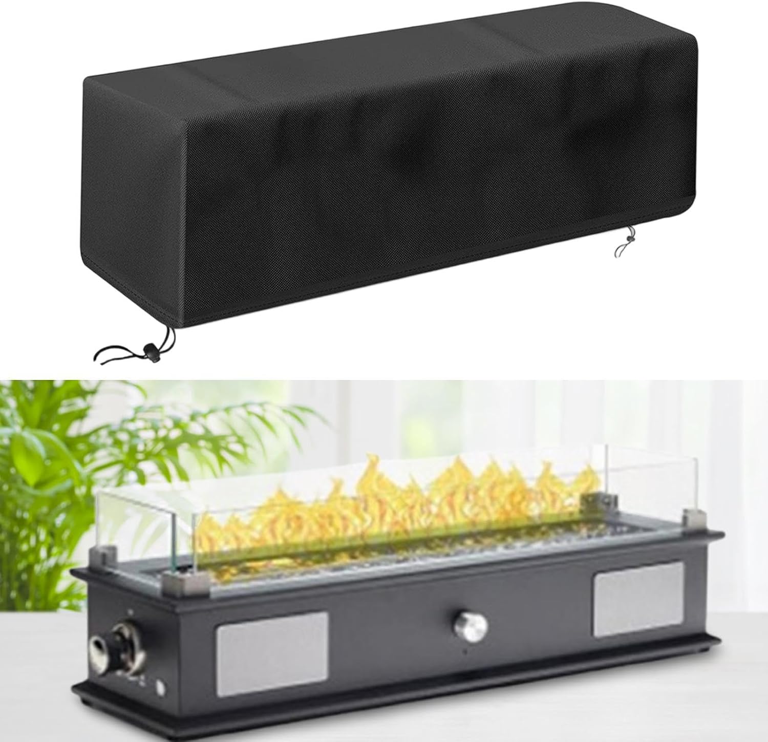 Fire Cover Heavy Duty Weatherproof Oxford Fabric Protection for Outdoor Fire Pit 29 x 9.5 x 8.6 Inch Rectangular