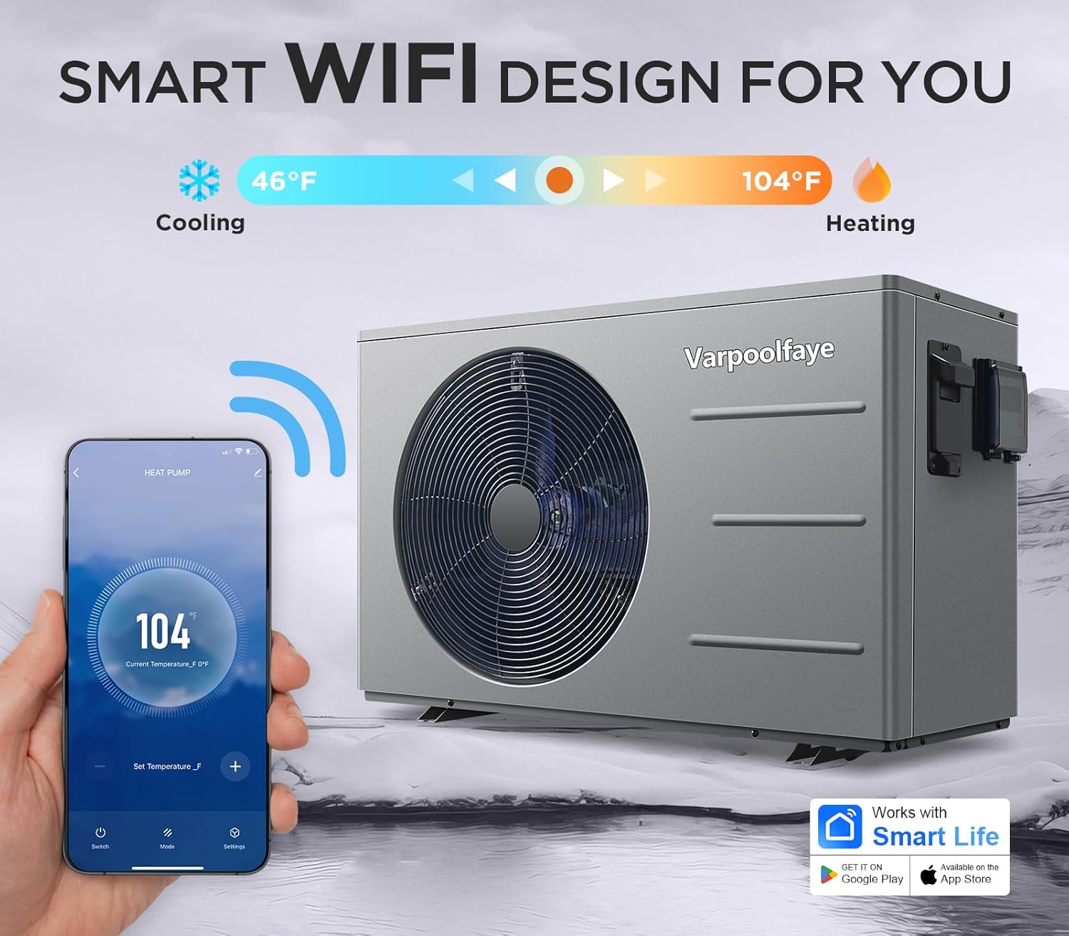 40000 BTU Pool Heater for Above Ground Pool | 12000 Gallons Electric Pool Heater for Inground Pool | WiFi Control | Heating and Cooling Pool Heat Pump 220V 60HZ