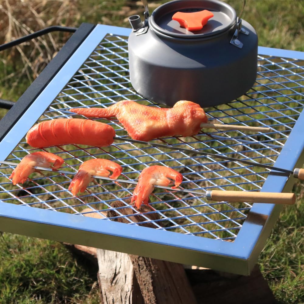 Open Fire Cooking Grill, Camping Cooking Tool Rotating Campfire Grill,Fire Pit Grill,Heavy Duty Steel Grill,Cooking Grill Stand, Multifunction Fire Pit Grill for Outdoor Barbecue Camping Garden Dinner