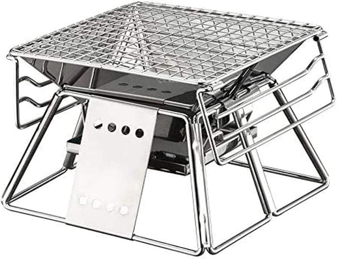 Fire Pits,Portable Fire Pits,Grill Fire Pit,Portable Foldable Stainless Steel BBQ Rack Non-Stick Surface Folding Barbecue Grill Outdoor Camping Picnic Tool