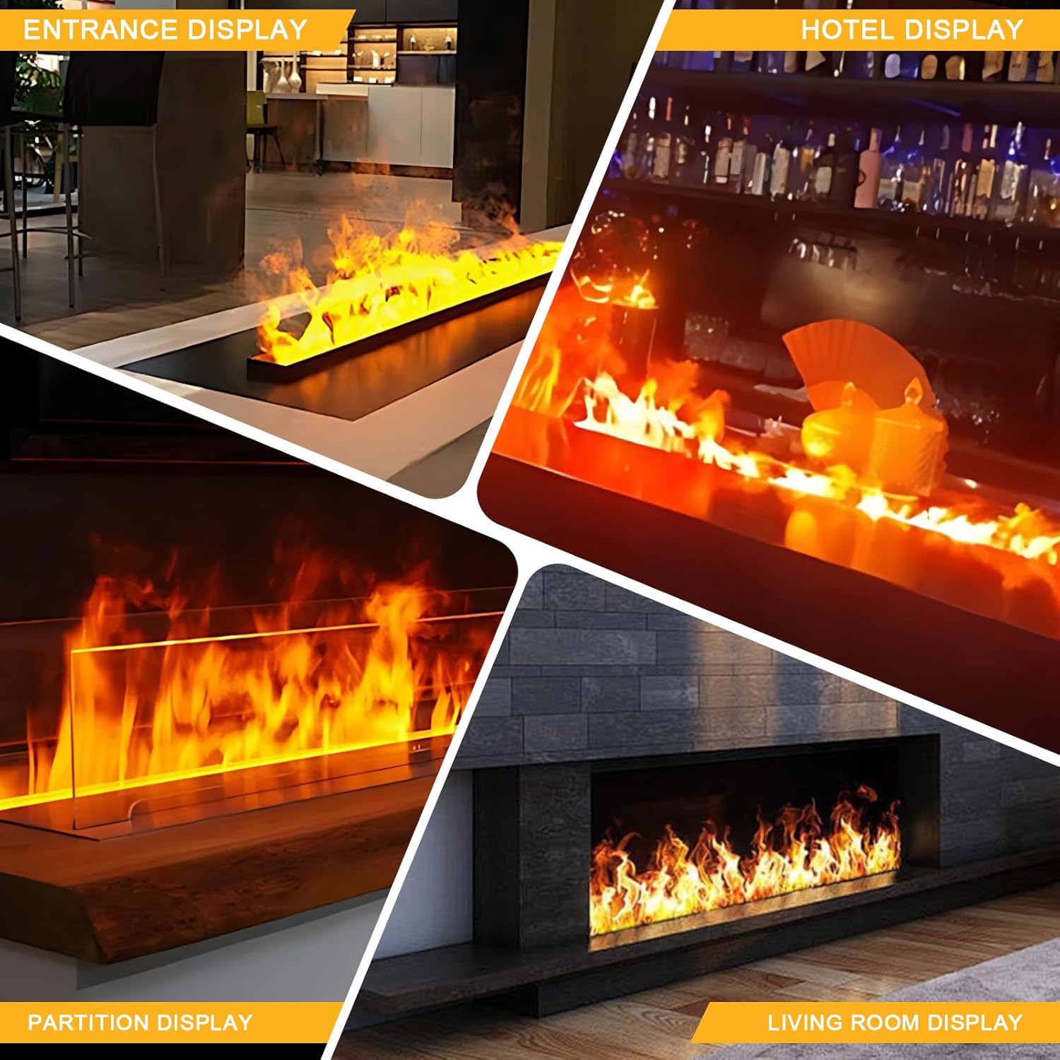 Chimenea eléctrica de Vapor empotrada, 9 Colores, 3D Llama atomizada realista, llenado/drenaje automático, Panel Selfcolour 500mm,Multicolor-Panel1000mm(39.37in)