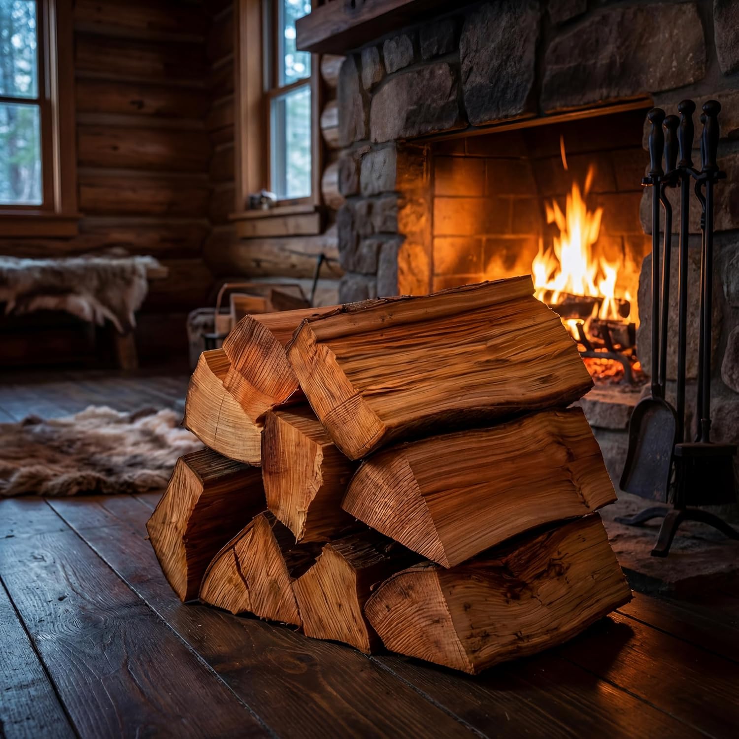 Double Tree - Kiln Dried Premium Incense Cedar Firewood (16inch Logs) (Includes Firestarter) (XX Large 4.5 Cubic ft for Fireplace,Campfire,Wood Stove, Fire Pit, Split Wood for Solo Stove or Breeo)