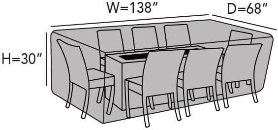 Covermates Ultima Rectangular Fire Pit Chair Set Cover – Waterproof Heavy-Duty Outdoor Protection with Ripstop Polyester, Mesh Air Vents & Secure Buckle Straps, Square 138W x 68D x 30H, Ripstop Grey