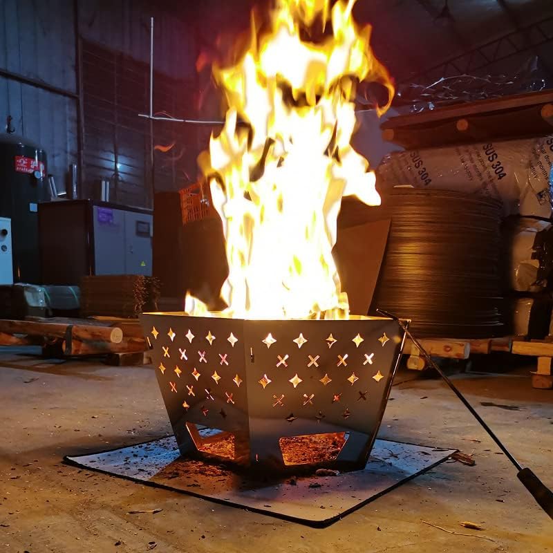 Stainless Steel Collapssible Fire Pit, Folding Firepits for Outside Wood Burning, Foldable Outdoor Accessories for BBQ Camping Travel or Picnic, Foldable Fire Pits Bonfire of Backyard, 5pcs