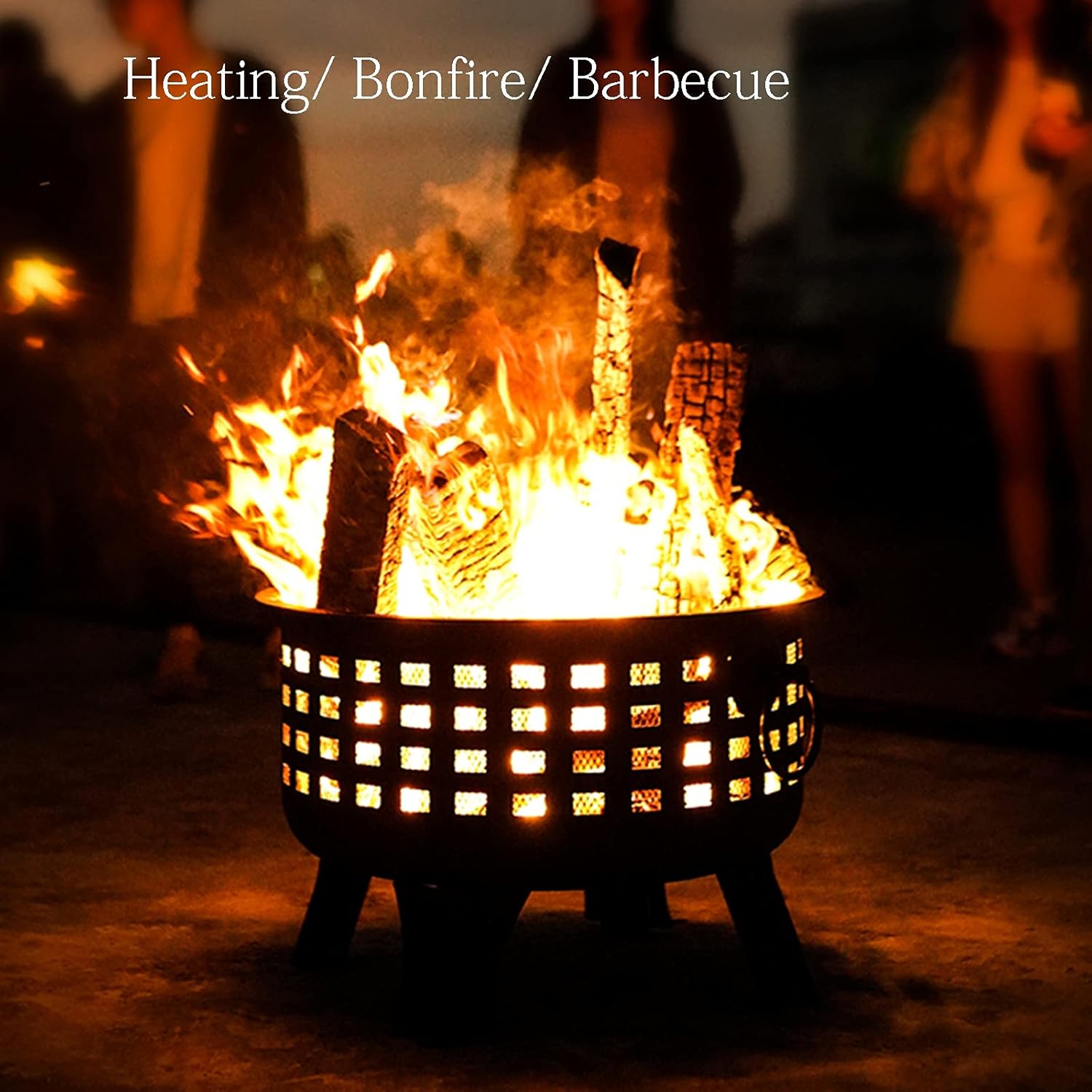 Firebowl Fire Pit Outdoor Heaters Wood Burning Backyard Patio Garden Fireplace with Grill Grate - Bonfire Barbecue in The Wild