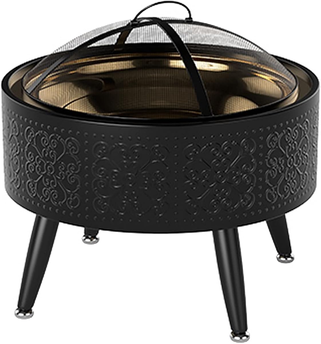 Grill fire Pit, Indoor Charcoal fire Pit Heating Household Stove smokeless Carbon fire Pit Patio Winter Outdoor Barbecue fire Pit Table Charcoal fire Pit (Color : Black)