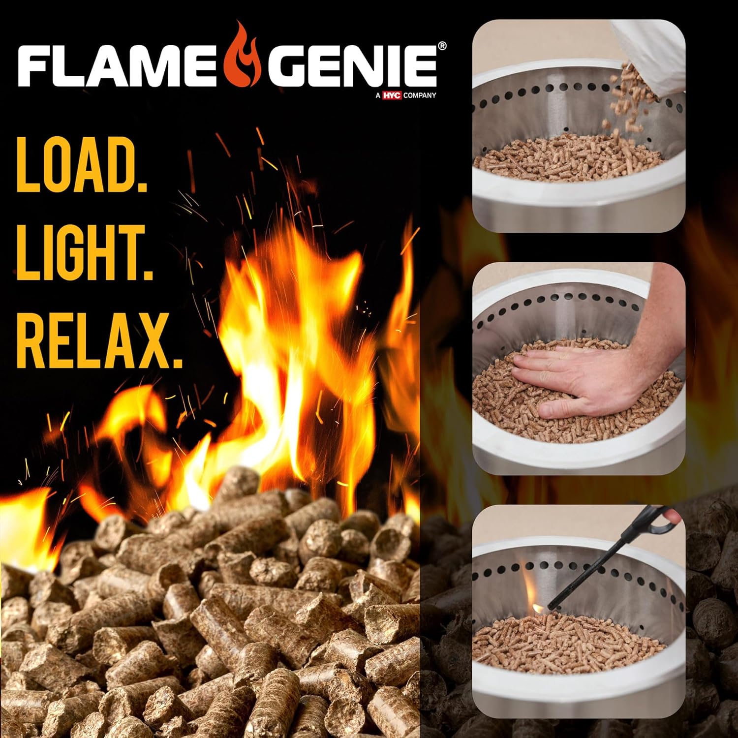 Flame Genie Portable Fire Pit - Smoke-Free Inferno Wood Pellet Fire Pit, 19