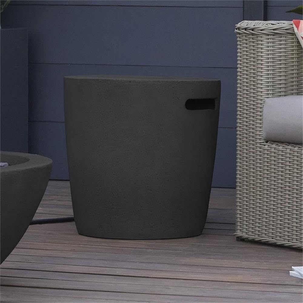 Home Square 2-Piece Set with Oval Propane Fire Bowl and Tank Cover in Shale