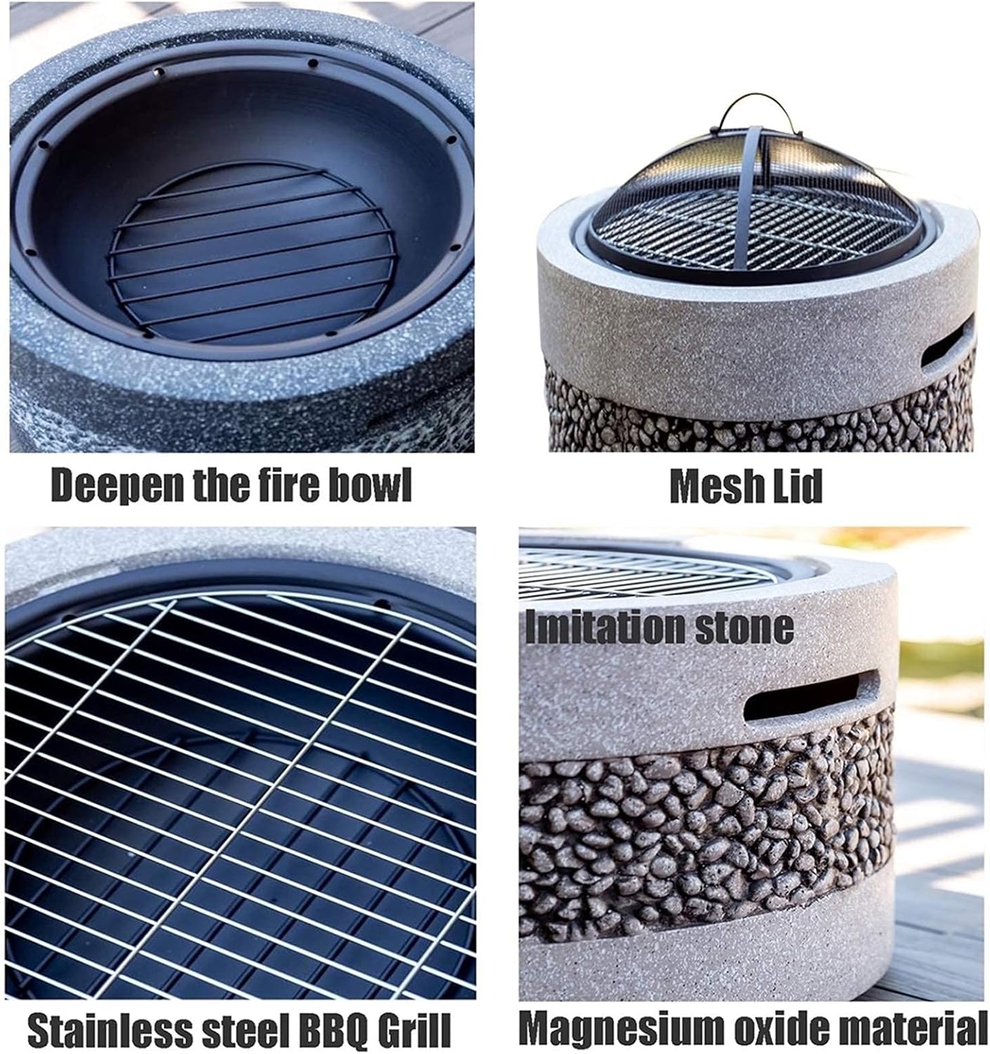 Outdoor Fire Pit Garden BBQ Grill Kit, Backyard Patio Garden Fireplace Camping Outdoor Wood Burning Fire Pit Bowl, Outdoor Heater