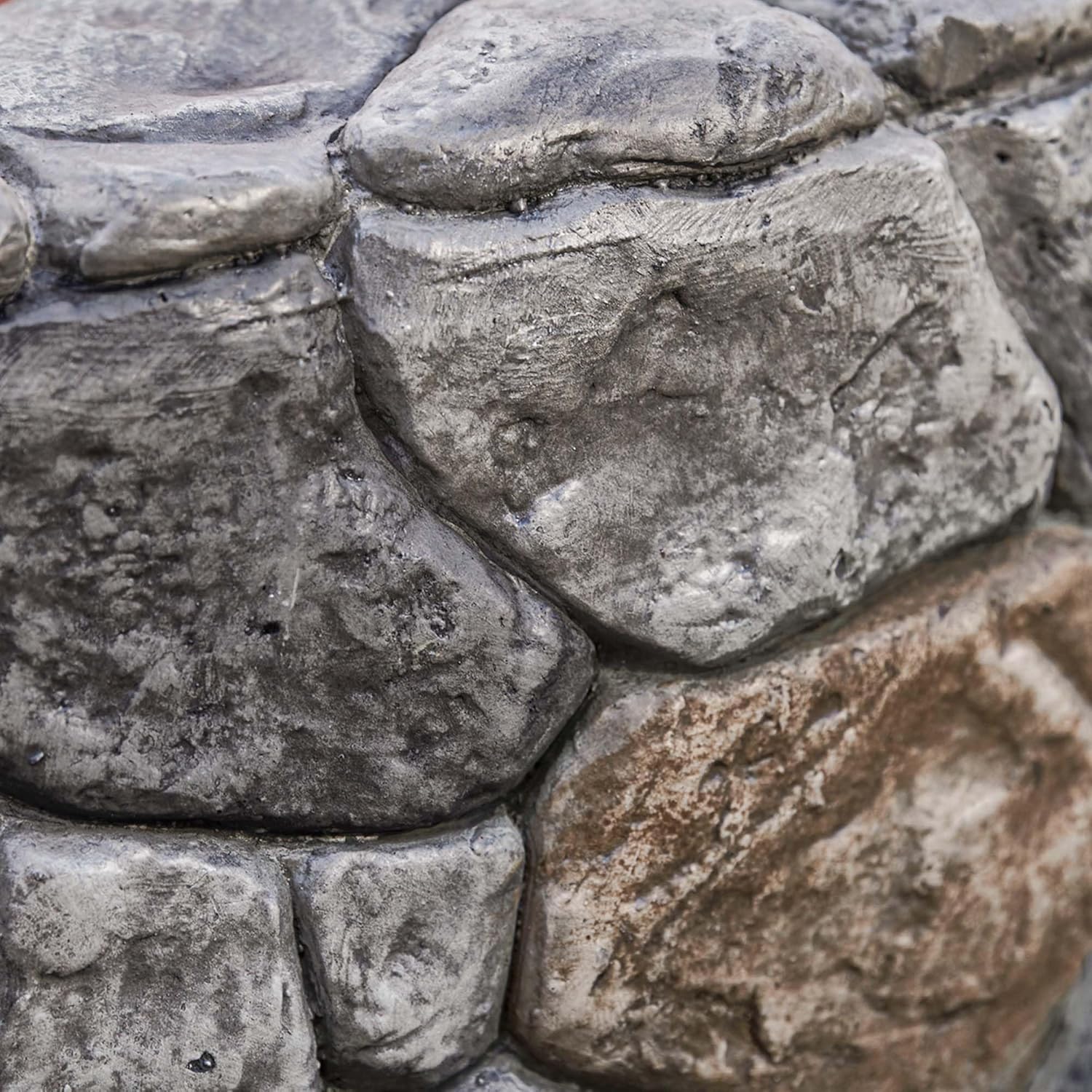 Teamson Home 28 in. Outdoor Round Propane Gas Smokeless Fire Pit with Sturdy Faux Stacked Stone Base, Quick Ignition and Weather-Resistant PVC Cover, Gray