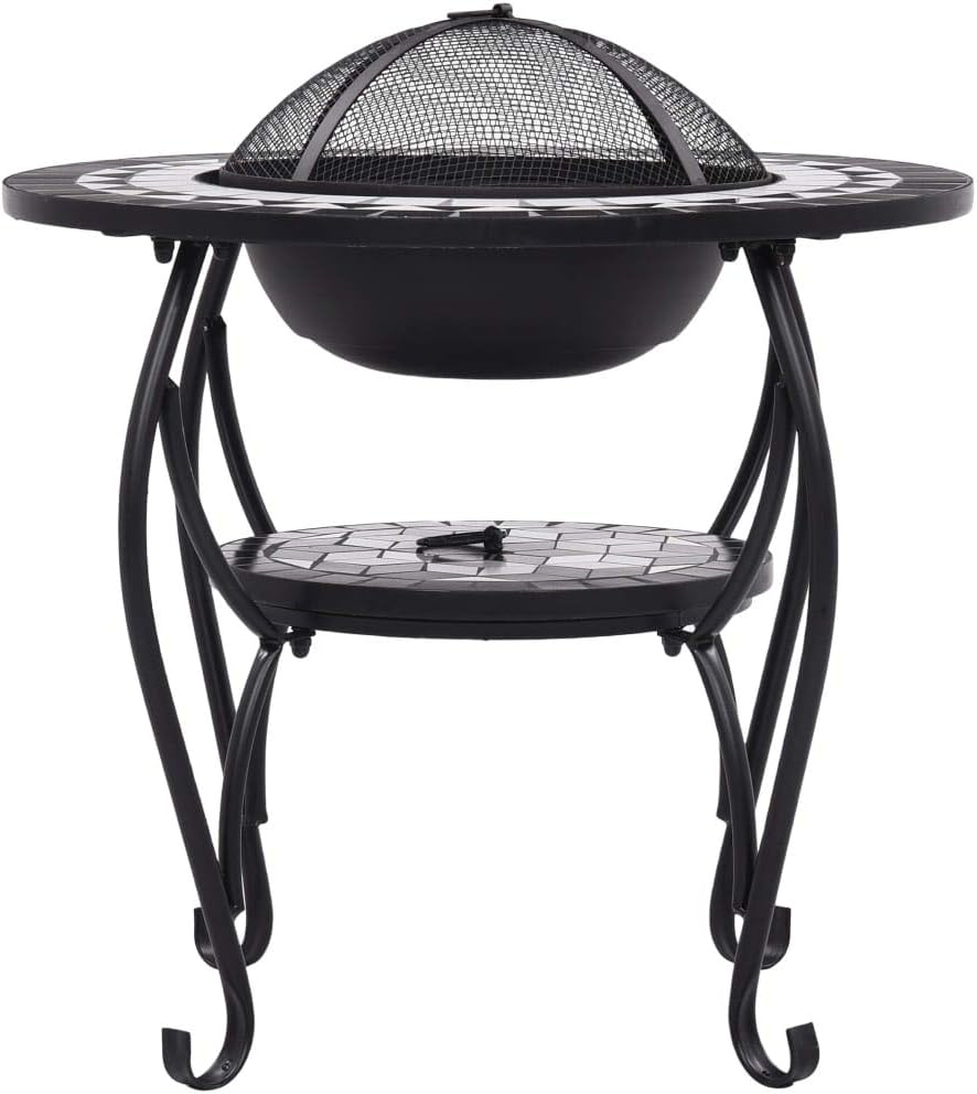 Mosaic Fire Pit Table Black and White 26.8
