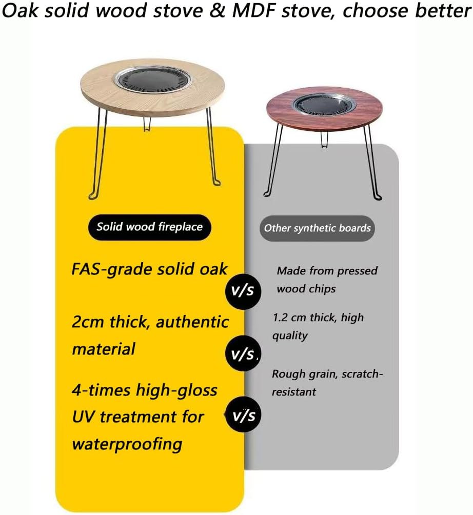 Portable Small Patio Table BBQ Table, Fireside Tea Table, Outdoor Wood-Burning fire Pit. Portable fire Pit is Suitable for All Seasons, Home, Outdoor Activities and Camping.