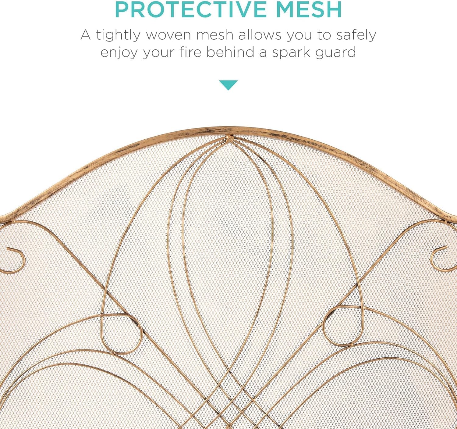 Fireplace Screen Cover - Decorative Iron Safety Screen for Heat & Spark Protection, Flat Art Design for Home Decor