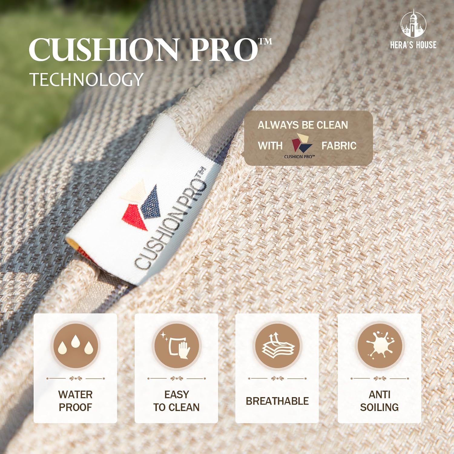 HERA'S HOUSE 6 Pieces Patio Furniture Set with Fire Pit Table, 2 x Single Chair, 2 x Ottoman, 3-Seat Sofa with 46