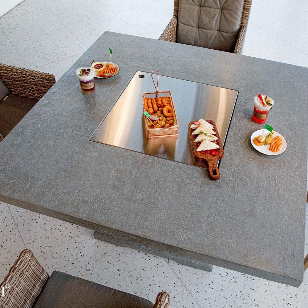 Elementi Modern Square Concrete Fire Pit, 48