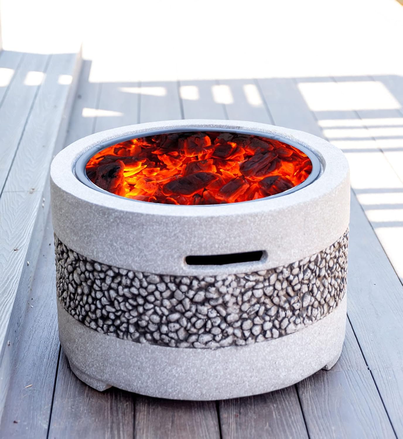 Barbecue Pit Poker,Outdoor Barbecue Table, Charcoal Heater, Antique Stone Effect Fire Pit Fire Pit Steel, Brazier