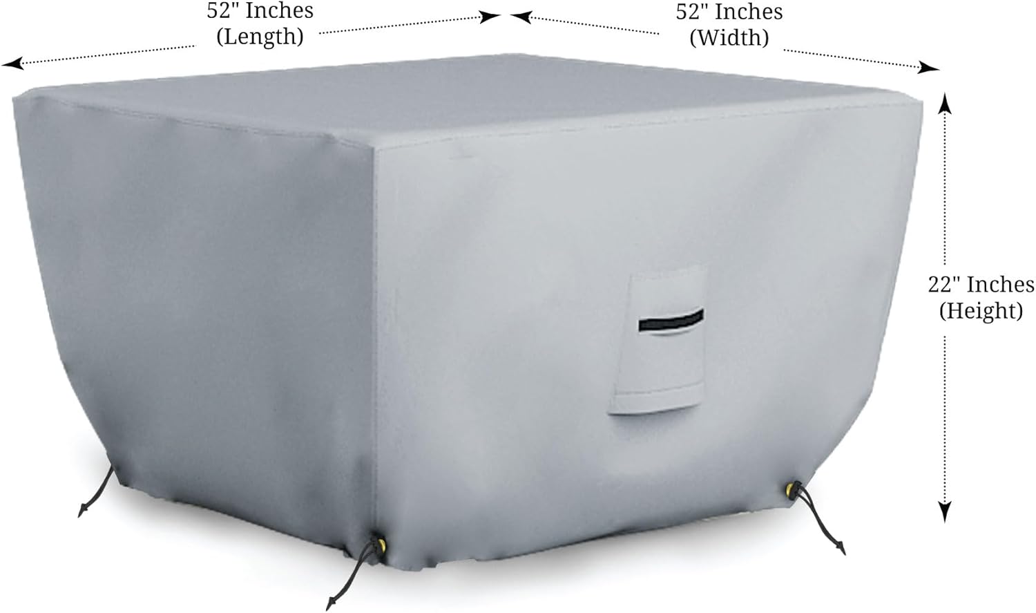 Covers & all Square Fire Pit Cover, Heavy Duty 18 Oz Waterproof UV & Weather Resistant Protector, Patio Lawn Garden Backyard Outside Fireplace, Air Vents Drawstrings (52