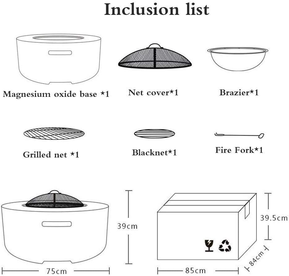 Fire Bowls for Garden, Fire Pit with BBQ Grill Shelf with Magnesium Oxide Base for Outdoor, Garden, Barbecue, Excursion