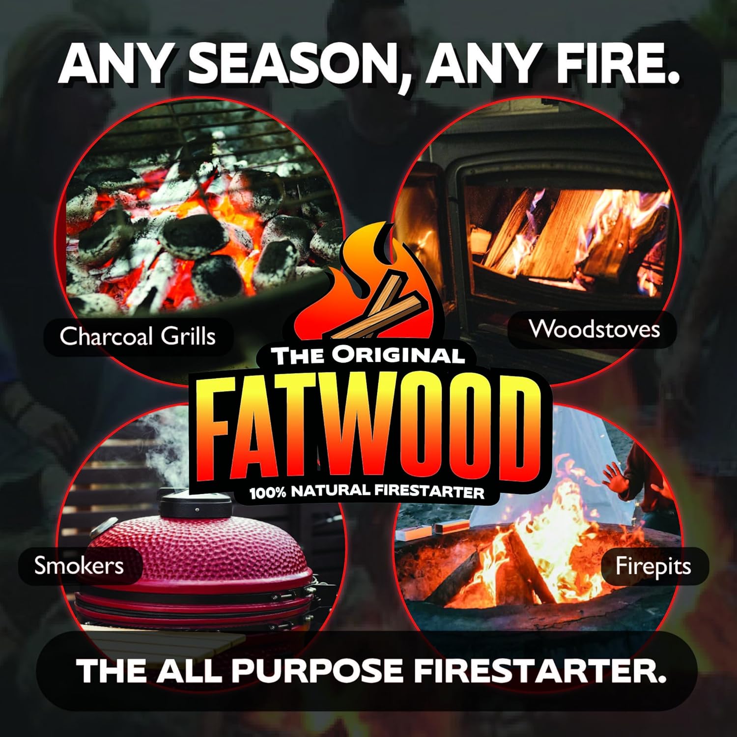 Betterwood 10lb Fatwood Natural Pine Firestarter (4 Pack) for Campfire, BBQ, or Pellet Stove; Non-Toxic and Water Resistant