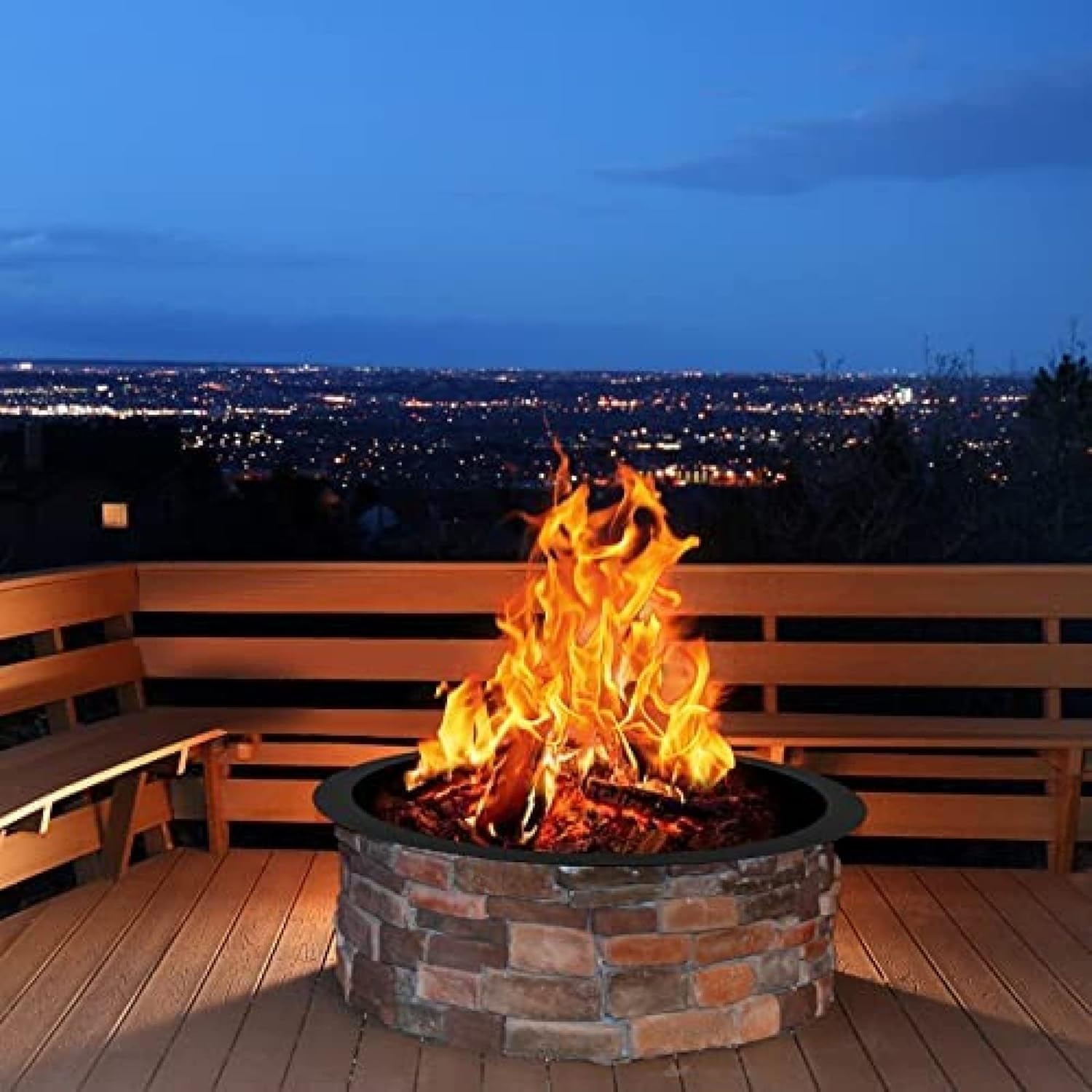 Galvanized Fire Pit Ring Thick Heavy Duty Solid Steel, Metal Fire Pit Liner DIY Campfire Ring Above Or In-Ground for Outdoor, Backyard (36x30x10 inch)