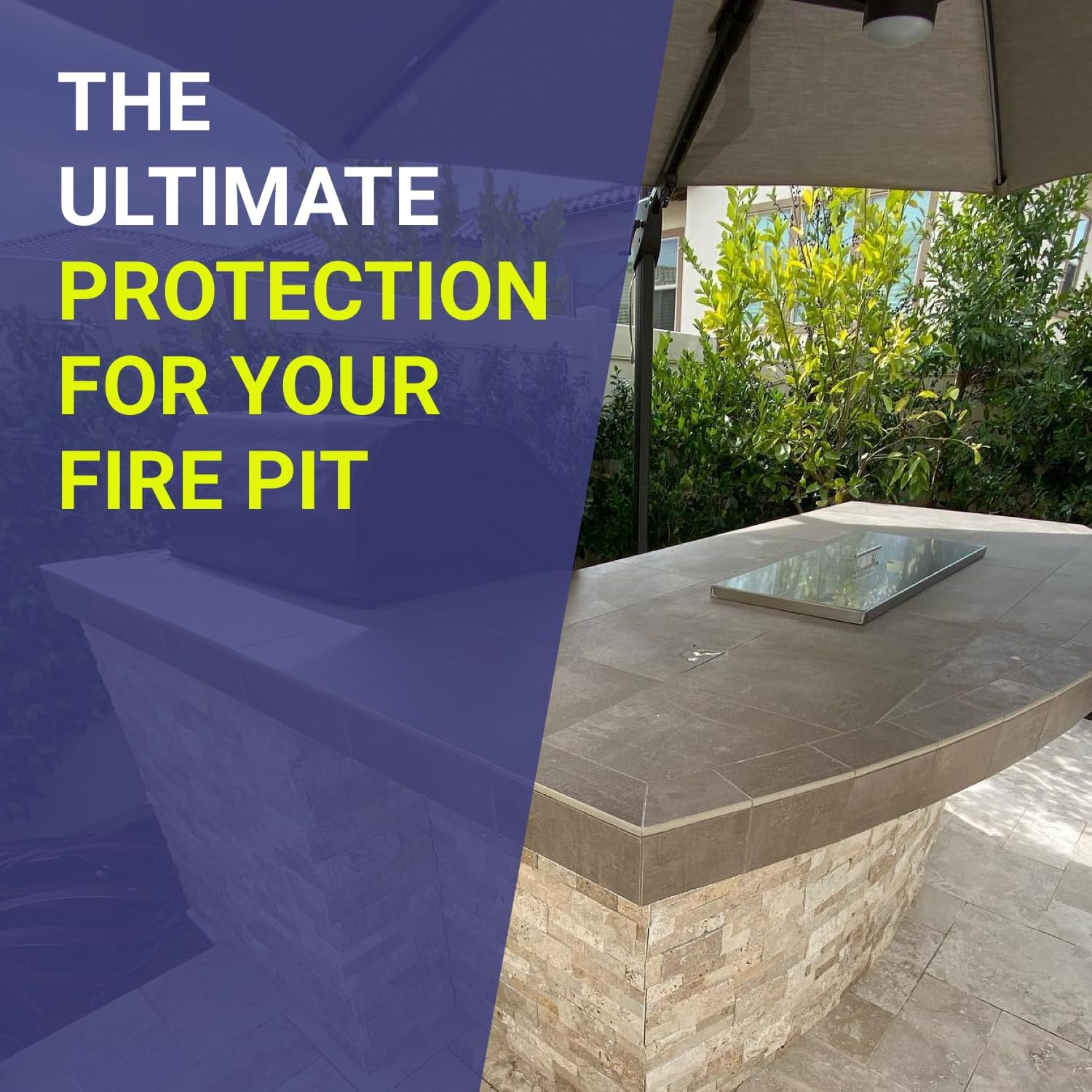 American Fireglass Rectangular Burner Pan Cover | Stainless Steel Lid for Outdoor Fire Pit or Table | for Natural Gas or Propane Fires | 39