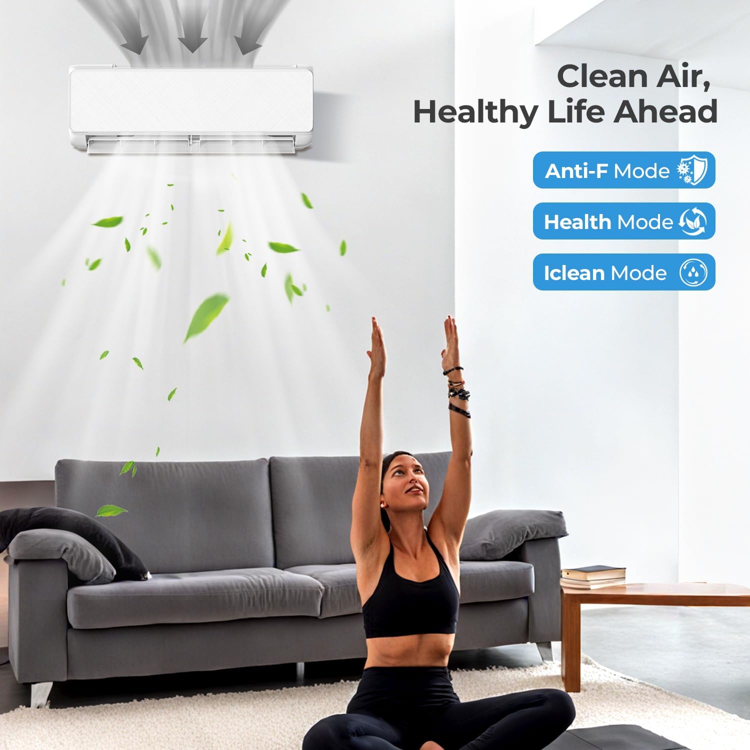 12000 BTU Mini Split Ac Heating System, 22 SEER2 Ductless Inverter Mini Split Ac Unit with Heat Pump & Installation Kit, Cools up to 750 Sq.Ft, WIFI and Remote Control, 115V