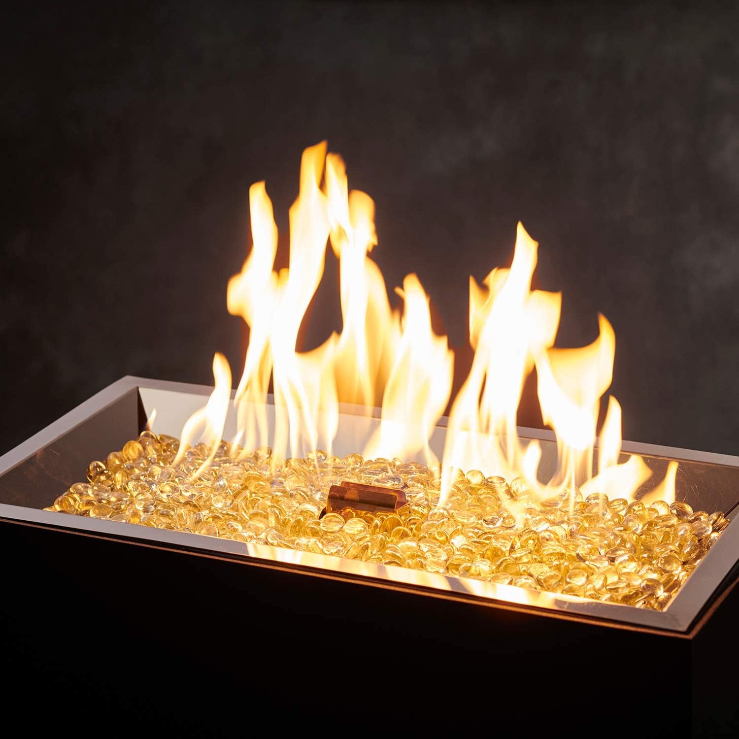 The Outdoor GreatRoom Company Linear Crystal Fire Plus Electronic Ignition Fire Pit Burner Kit (CFP1224DSILP), 12x24-Inches, Propane