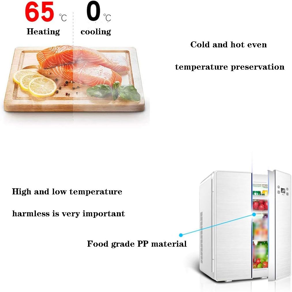 Car Freezer Portable Car Refrigerator,25L Large-Capacity Home Dormitory Two-Door Car Fridge, Car Cooling and Heating Silent Mini Freezer, 68W 12V 220V (Color : Silver, Size : 33 * 44 * 35cm)