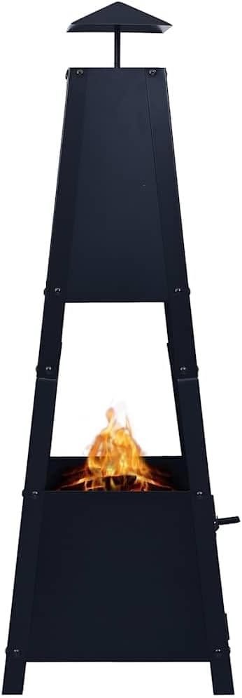 Fire Pit Black Pyramid Fire Pit with 4-Legged Base for Outdoor Heating and Ambiance 13.8