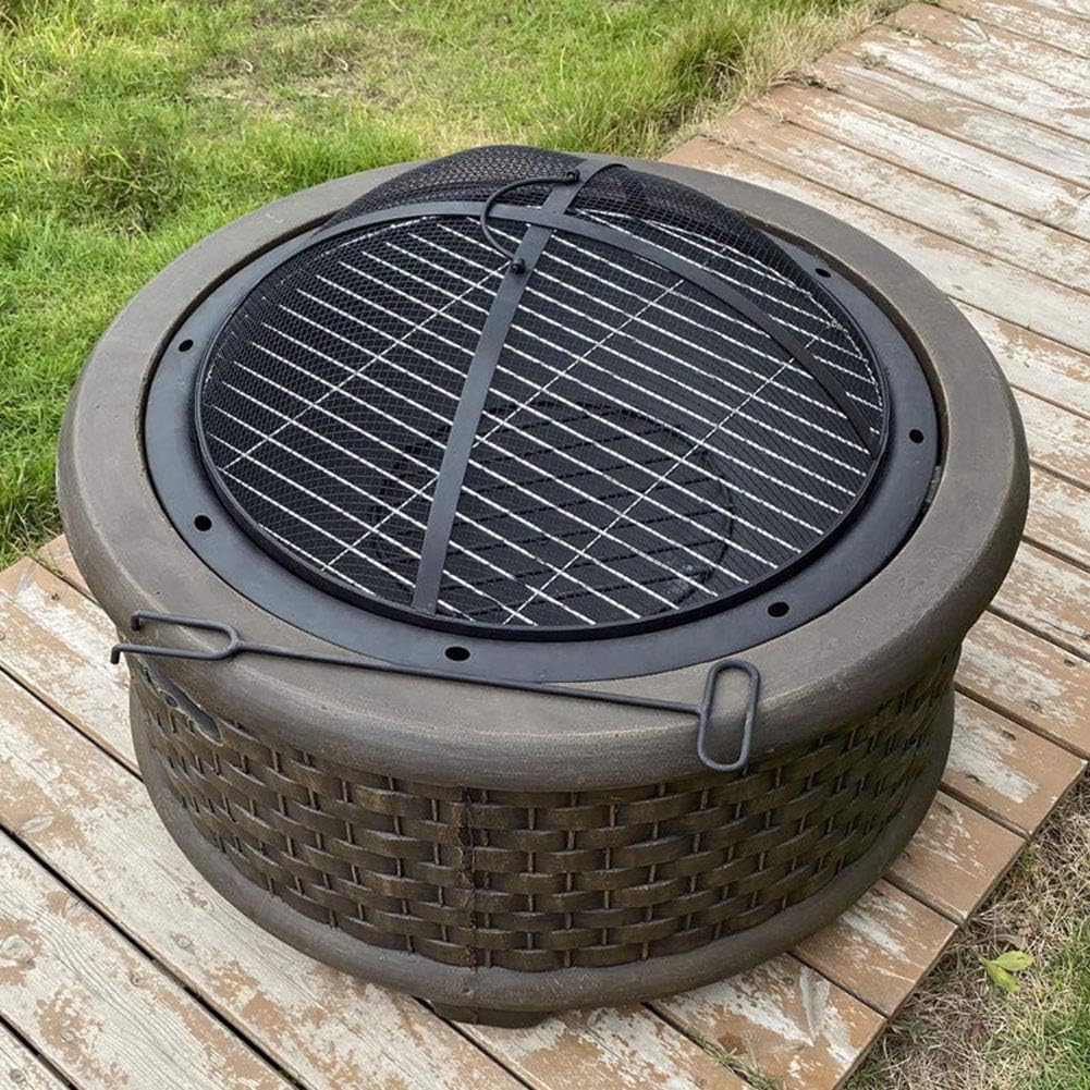 Small Firepit, Fire Pit with BBQ Grill Shelf, Firepit Barbecue with Fashionable and Artistic Magnesium Oxide Base for Outdoor Garden Barbecue Excursion Camping