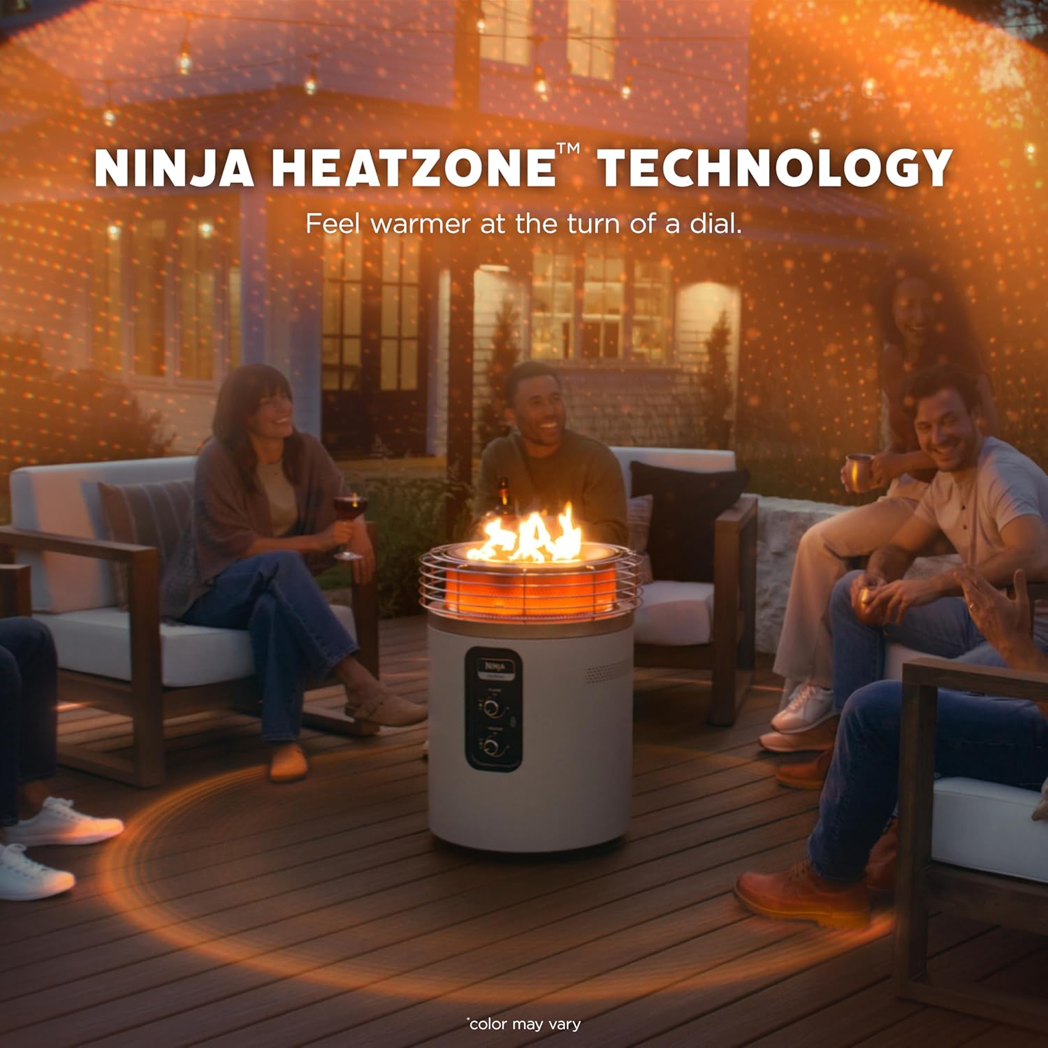 Ninja |Fireside360™ | Outdoor Heater & Fire Pit | 3 Modes: Flame, Heat, Flame & Heat | Portable for Patio, Deck, Camping, Beach | Easy Control Flames & Heat | Push to Start Ignition | Black | OF101AMZ