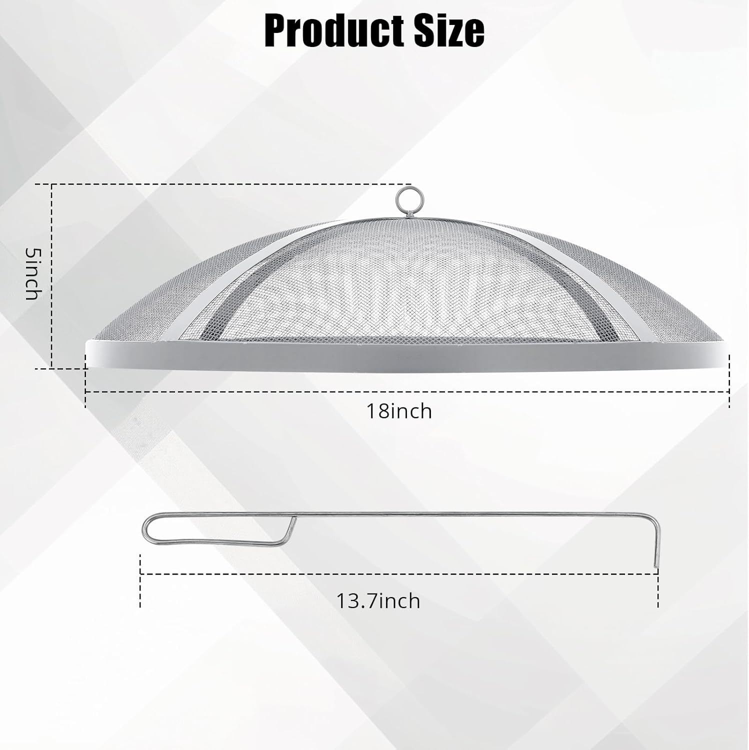 GarveeLife Fire Pit Spark Screen Cover for Campfires - Easy Lift Stainless Steel, Mesh Protector, Guide Rod Included, Outdoor Patio & Backyard Accessory, Silver，18 * 18 * 5 in