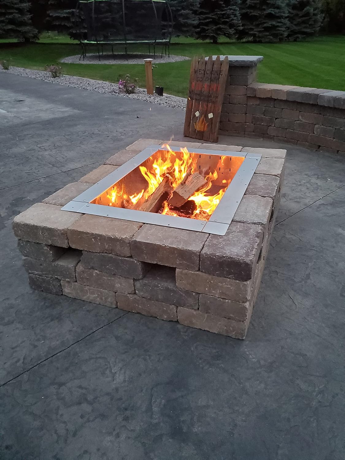 Firebuggz Heavy Duty Stainless Steel Fire Pit Ring Insert for Outdoors - 24”x 36” Rectagular Insert, 32”x 44” Outside Flange, 9