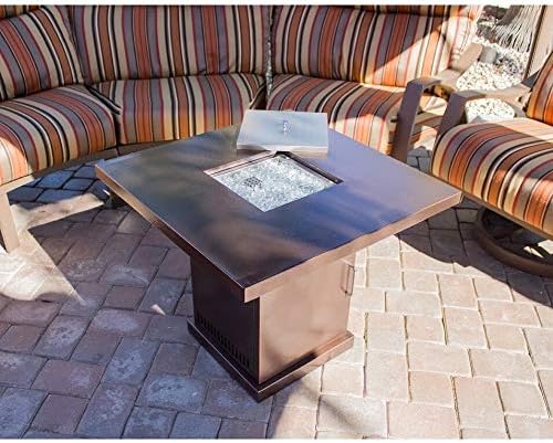 Conventional Propane Fire Pit Brown Silver Square Steel