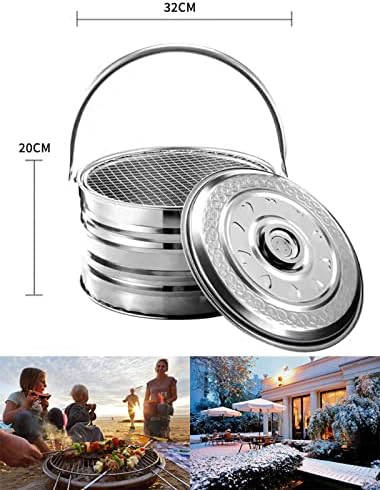 Camp Stoves Portable Camping Burner, Outdoor Fire Pits Wood Burning Small Charcoal Grill with Barbecue for Garden Patio Camping BBQ Brazier, Lightweight Fire Bowl with Handle, Easy to Carry