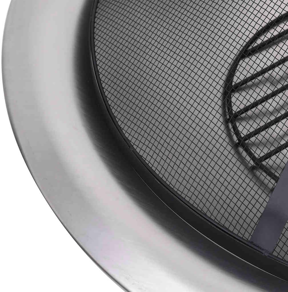 SKM Outdoor Fire Pit with Grill Stainless Steel 29.9