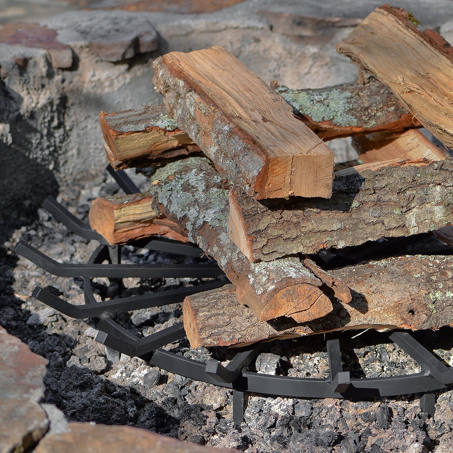 SteelFreak Heavy Duty Wagon Wheel Firewood Grate for Fire Pit - Made in The USA (20 Inch)