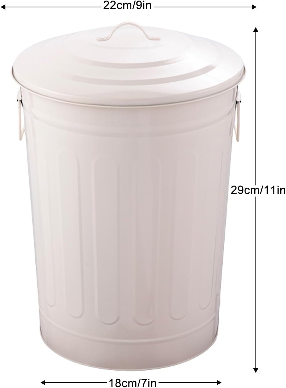 Galvanized Trash can, Burn Barrel, Burn Pits for Backyard, Fire Pit, for Paper Leaf Paper Trash Wood Backyard Bonfire(White,22cm/9in)