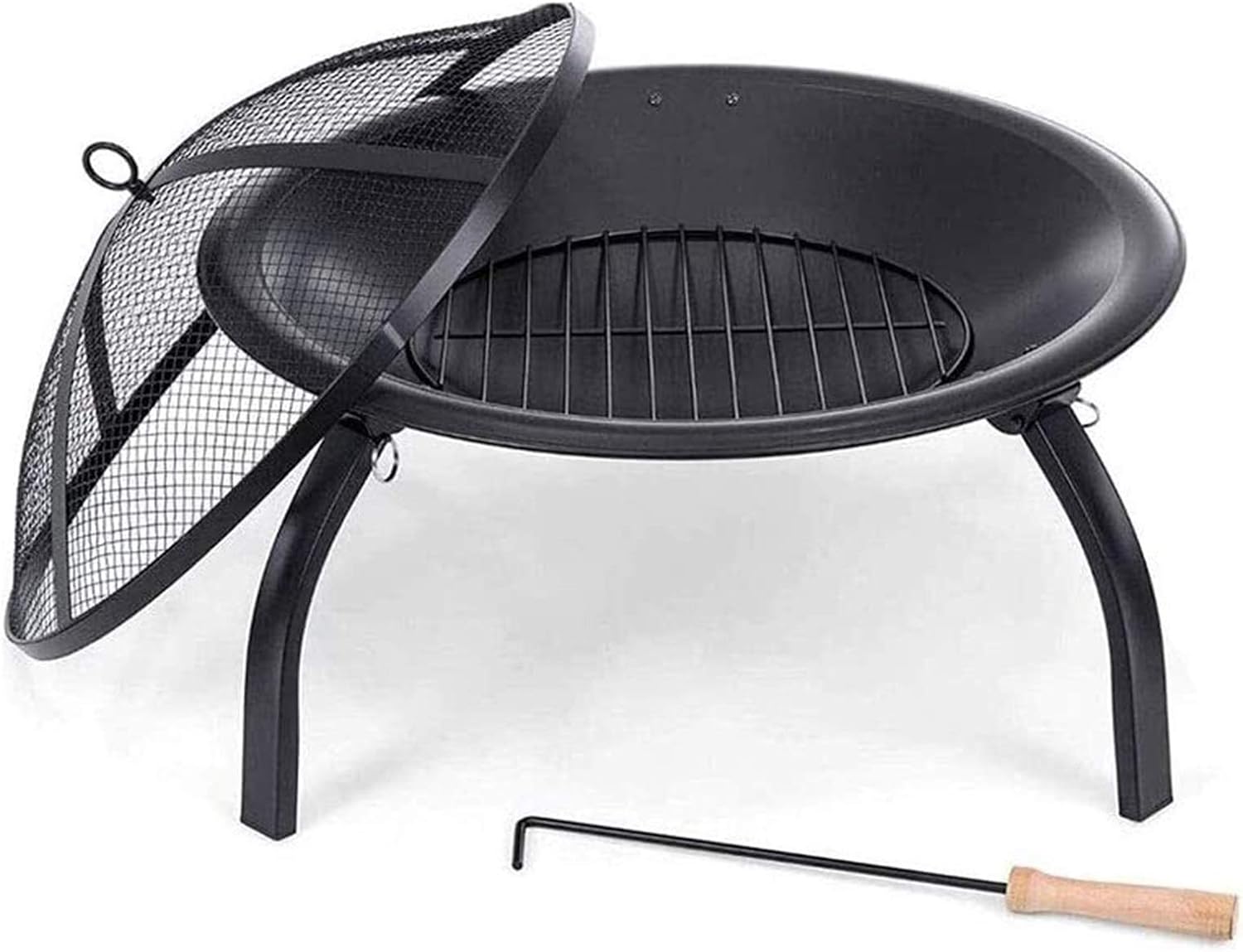Outdoor Fire Pit BBQ Grill, Bonfire Pit Fire Pits Outdoor Gas Fire Pit, Portable Heater 56cm Diameter BBQ Firepit Bowl for Garden, Camping Brazier Bonfire Stove