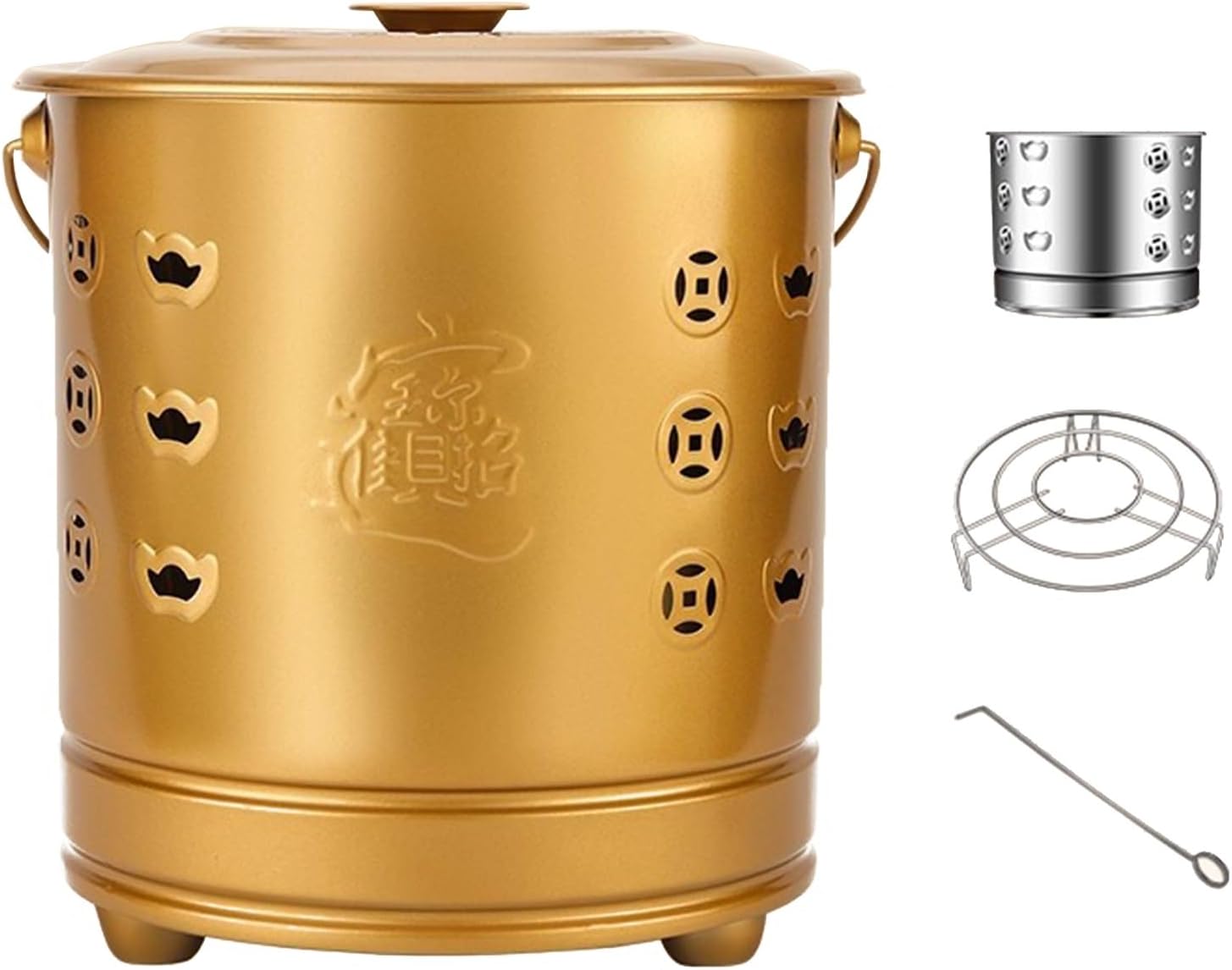 Burn Barrels for Outside, Fire Pit with Stainless Steel Liner, Hook & Combustion Rack, Fire Barrel for Leaves, Trash