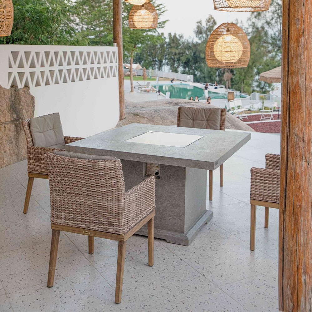 Elementi Modern Square Concrete Fire Pit, 48