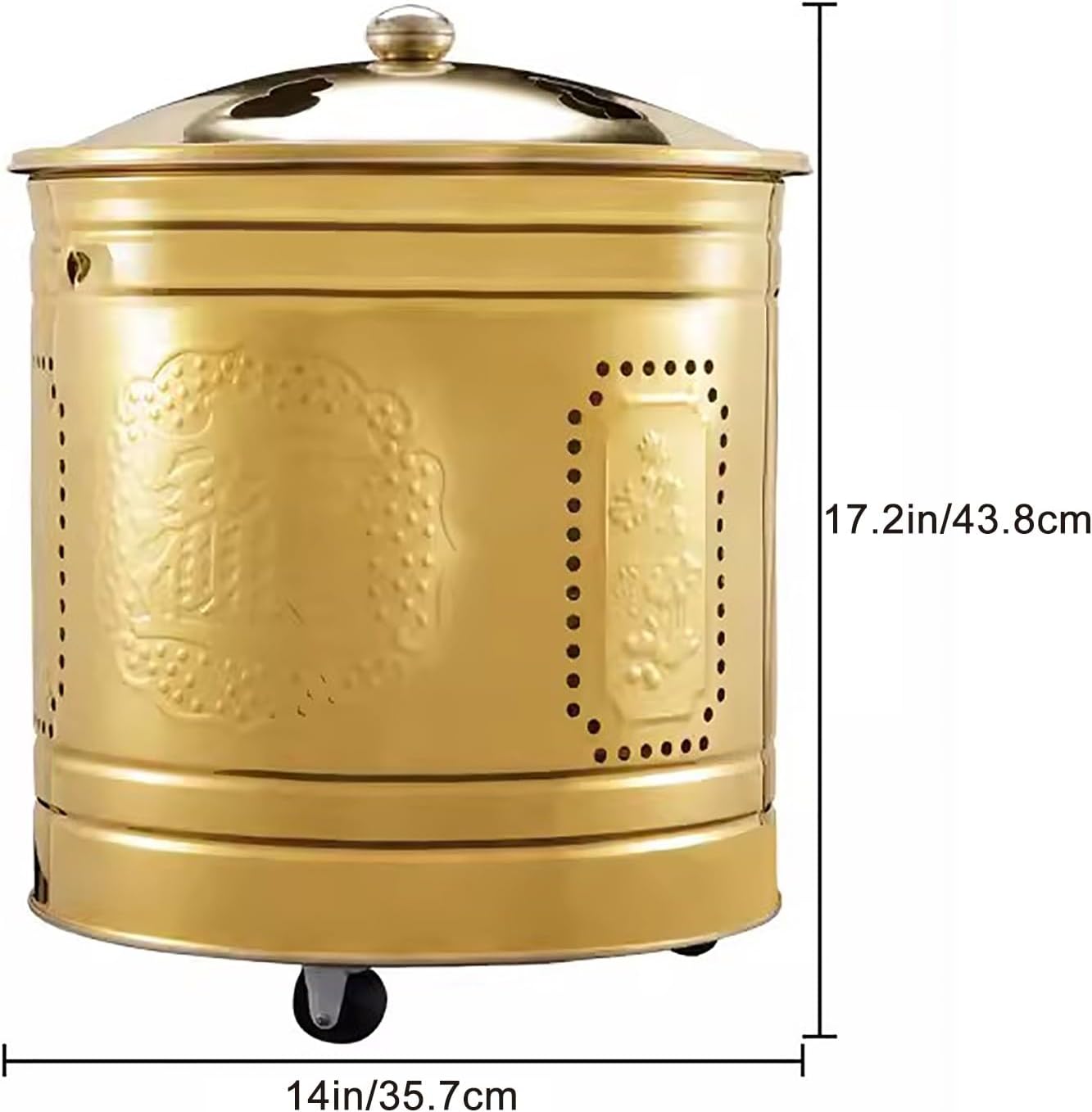 Fire Pit, Incinerator, Burn Barrel for Yard Waste, with Rollers, Used to Worship Ancestors or Leaf Trash Trash Burning(Large)