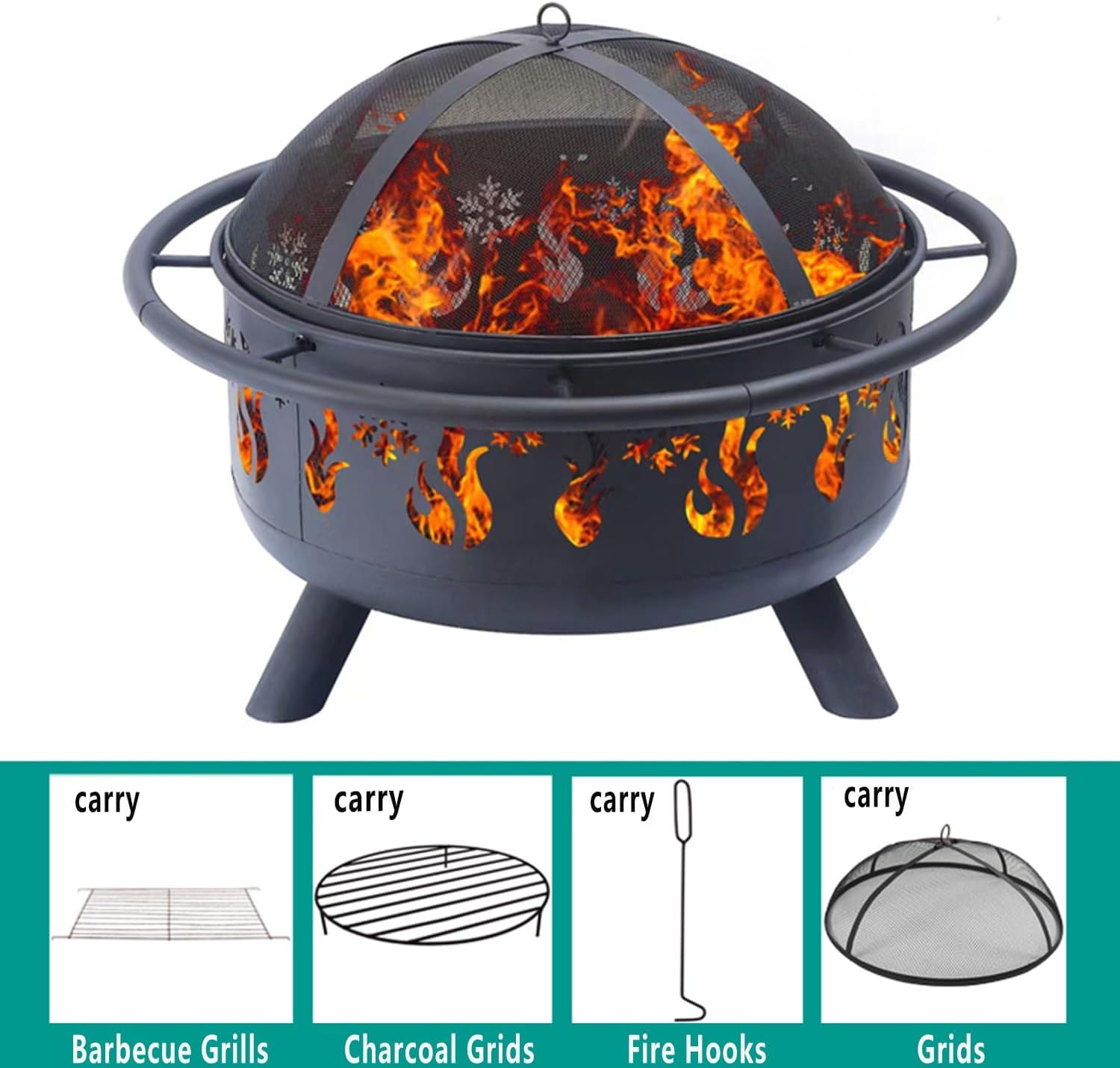 Around the fireplace to cook tea campfire stove, home firewood fire pit, winter heating outdoor charcoal fireplace, villa patio barbecue grill.(Fence)