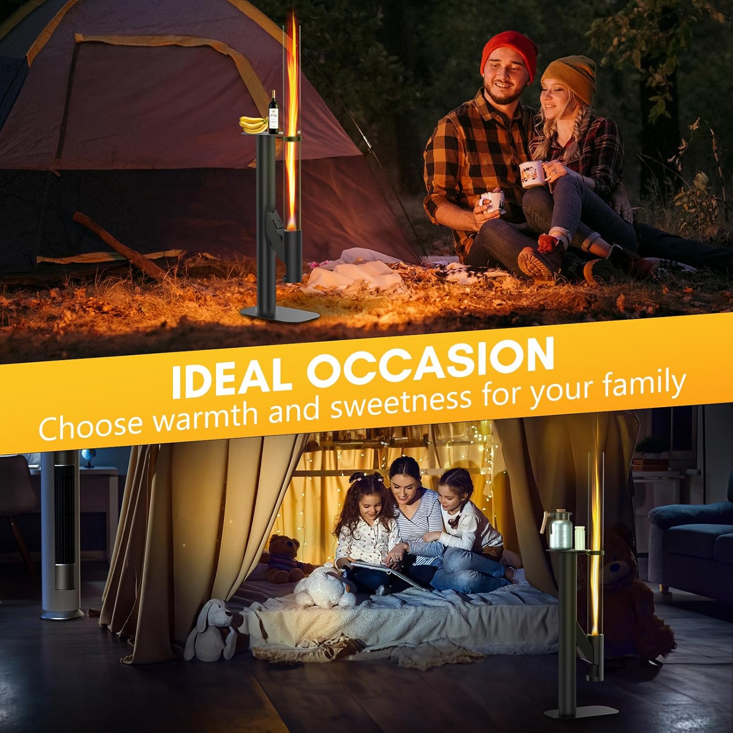 Rayzi 67 Inch Outdoor Pellet Heater, Patio Heater Wood Pellet Stove, Pellet Fire Pit for Outdoor - Smokeless Wood Pellet Burning Flame, Outside Backyard Bonfire, Fireplace for Camping Garden Picnic